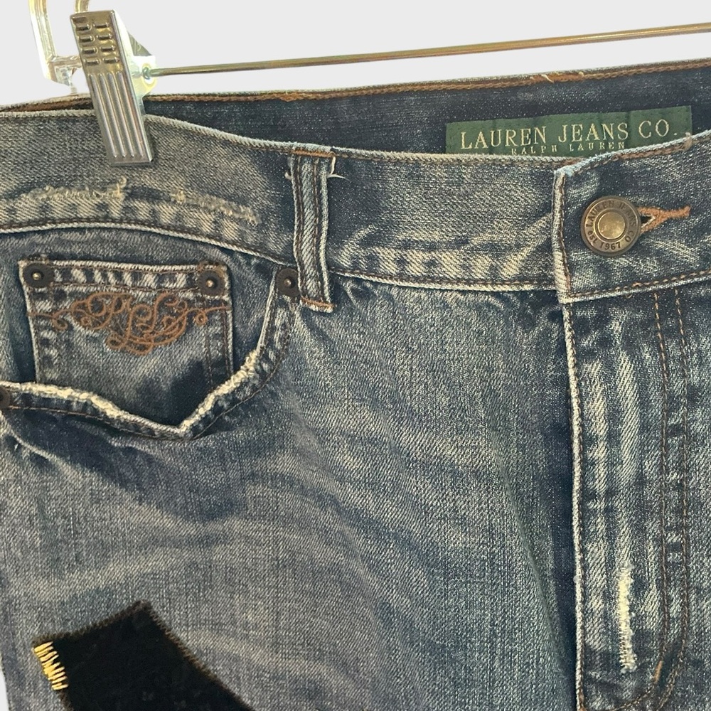 Lauren Ralph Lauren Patchwork Embroidered Jeans Women’s 10 Straight Leg - Picture 8 of 12
